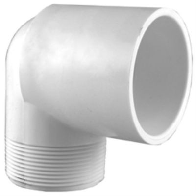 PVC 90 Deg Street Elbow, 3/4 IN, MPT x Slip, 10/Pkg