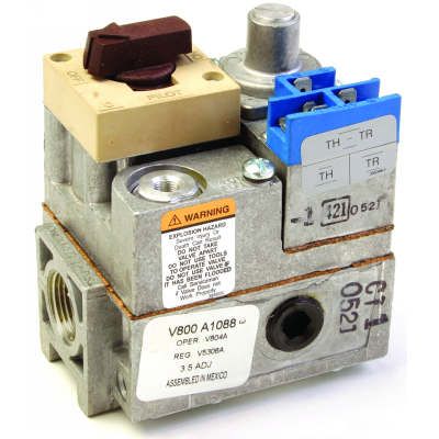 Honeywell V800A1088/U Standing Pilot Gas Valve, Standard Opening, 24VAC, 3/4" x 3/4",  3.5" WC