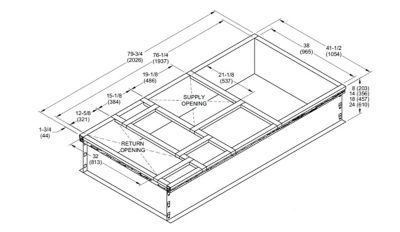 Lennox C1CURB70A-1, Hybrid Roof Curb, Downflow Double Duct Opening, 41-1/2 x 79-3/4 Inch x 8 Inch Height