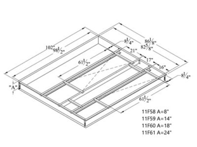 Lennox C1CURB70C-1, Hybrid Roof Curb, Downflow Double Duct Opening, 86-1/8 x 102 Inch x 8 Inch Height