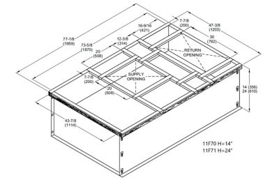 Lennox S1CURB71101, Hybrid Roof Curb, Downflow Double Duct Opening, 47-3/8 x 77-1/8 Inch x 14 Inch Height