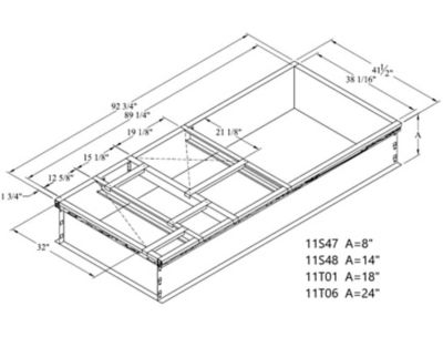 Lennox K1CURB71AP1, Hybrid Roof Curb, Full Perimeter Downflow, 41-1/2 x 92-3/4 Inch x 14 Inch Height