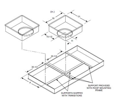 Lennox C1DIFF30B-1, Supply & Return Air Transition Kit, 30 x 31" to 20" Dia