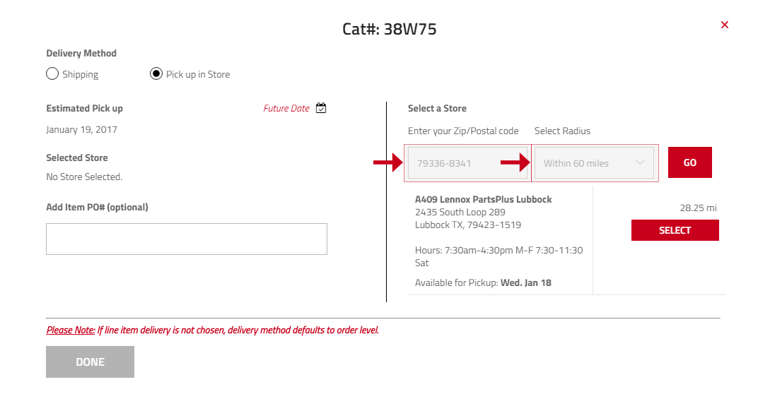 Add a new shipping address for the line item