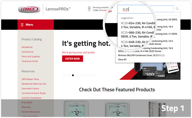 Lennoxpros product catalog.