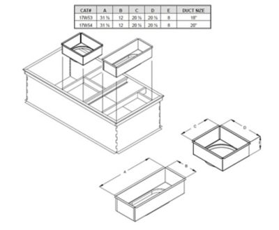 Lennox T1TRAN10AN1, Supply & Return Air Transition Kit, 20-1/2 x 20-1/2" to 18" Dia