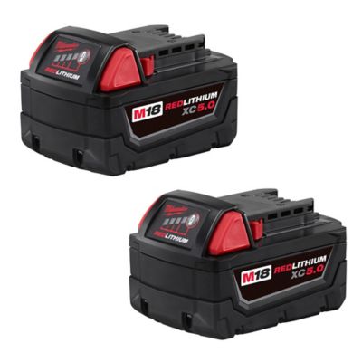 Milwaukee 48-11-1852 M18 REDLITHIUM XC5.0 Extended Capacity Battery, 2 Pack