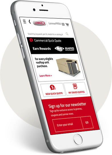 mobile phone showing HVAC commercial quick quote tool.