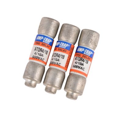 ATQR4/10, Cartridge Fuse, Time-Delay, 600V, 0.4A, 1-1/2" L, 13/64" Dia.