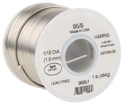 Harris 95561 95/5 Lead-Free Tin-Antimony Solder, 1/8" Dia x 1 lb. Spool