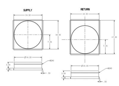 Lennox 104617-01 ADAPTSQRD-01, Square to Round Duct Adaptor Kit, 14.5 x 14.5" & 14.5 x 17.00" to 14" Round