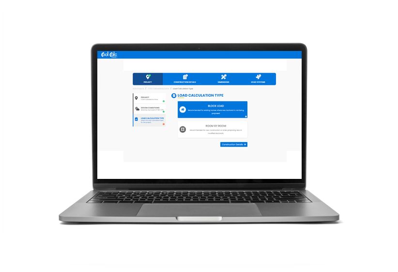 Laptop displaying the new HVAC load calculator software