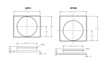 Lennox 106869-01 ADAPTSQRD-02, Square to Round Duct Adaptor Kit, 18.5 x 14.5" & 18.5 x 17.25" to 14" Round