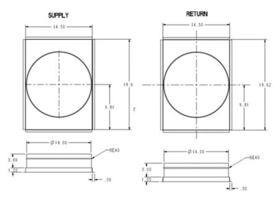 Lennox 106867-01 ADAPTSQRD-01, Square to Round Duct Adaptor Kit, 14.5 x 19.62" & 14.5 x 19.62" to 14" Round