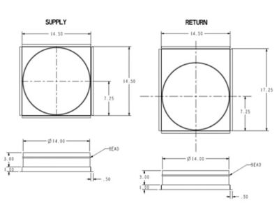 Lennox 106868-01 ADAPTSQRD-01, Square to Round Duct Adaptor Kit, 14.5 x 14.5" & 14.5 x 17.25" to 14" Round