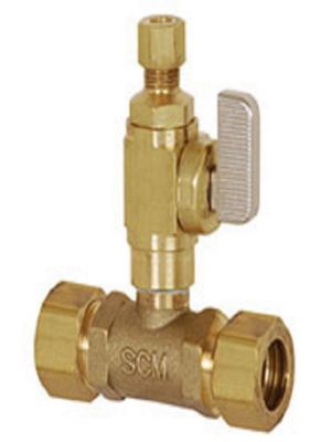 Full Slip Valve Tee 5/8" O.D. Comp x 1/4" OD Comp