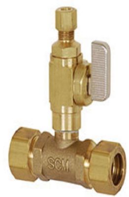 Full Slip Valve Tee 7/8" O.D. Comp x 1/4" OD Comp