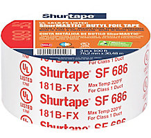 Shurtape 111163, SF 686 UL 181B-FX Listed/Printed ShurMASTIC Butyl Foil Tape, 3" x 100', Silver Printed