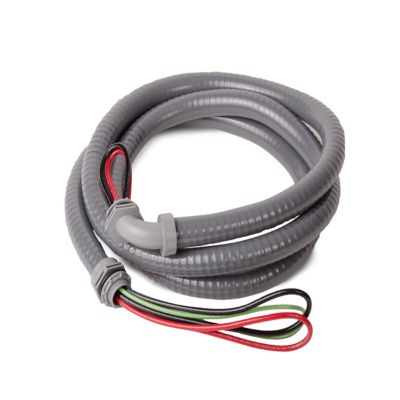 DiversiWhips 6-12-4NM, 1/2 Inch Whip with Non-Metallic Fittings #10 AWG THHN, 1 Straight; 1 90 Degree Connector