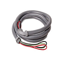 DiversiWhips 6-12-4NM, 1/2 Inch Whip with Non-Metallic Fittings #10 AWG THHN, 1 Straight; 1 90 Degree Connector