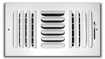 TRUaire 403M Series, Steel Sidewall/Ceiling Supply Register, 8 x 8 In, 3-Way; Curved Blade; Multi-Shutter Damper, Pristine White