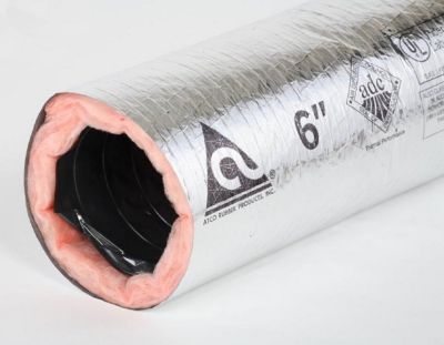 Atco 10" x 25', Flexible Air Duct, R4.2, Double Ply Polyester Core, Metalized Jacket, Boxed