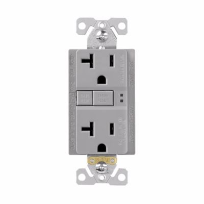 5-20R Commercial Grade GFCI Duplex Receptacle, 20 Amp, Gray, Tamper and Weather Resistant