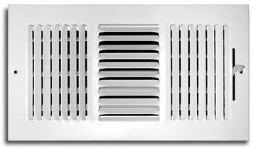 TRUaire 103M Series, Steel Sidewall/Ceiling Supply Register, 4 x 10 In, 3-Way; Multi-Shutter Damper, Pristine White
