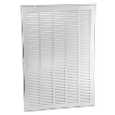 TRUaire 190, 16 x 25 In Stamped Steel Return Louver Filter Grille, Fixed Hinge Face; Accepts 1" Filter; 1/2" Blade Spacing, Pristine White