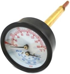 Temperature Pressure Gauge 3-1/2" Neck 70 - 320DEG F 0 - 75 PSI Pressure" 2.5" Dial Diameter