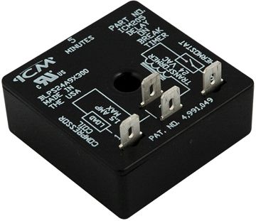 R40715 Time Delay Relay, SPST N.O., 5 Min Delay on Break, 18-30 VAC