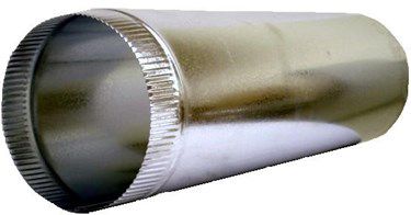 Galvanized Round Pipe, 4" Dia x 2' Length, 30 GA, Button Lock