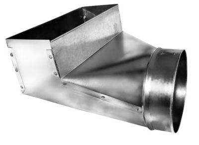 Lukjan L575, 6" x 10" x 6" Register Boot, 90 Deg. Elbow, Round Opening