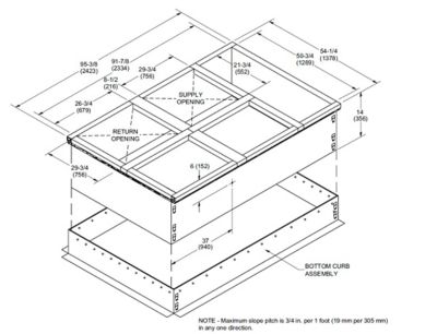 Lennox C1CURB55B-1, Adjustable Pitch Clip Curb,, 54-1/4 x 95-3/8 Inch x 14 Inch Height