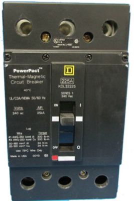 56L4601, Circuit Breaker, 3 Pole, 225A, 240V, 50/60 Hz, Molded Case