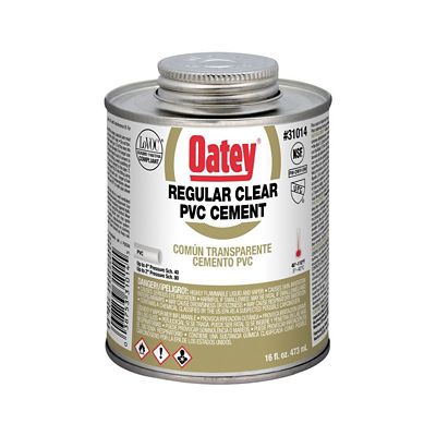 Oatey 31014, Regular Clear PVC Cement, 16 Ounce Dauber Top Can