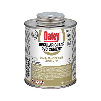 Oatey 31014, Regular Clear PVC Cement, 16 Ounce Dauber Top Can