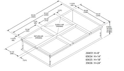 Lennox LARMF10/15S, Hybrid Roof Curb, Downflow Double Duct Opening, 54-1/4 x 95-3/8 Inch x 14 Inch Height