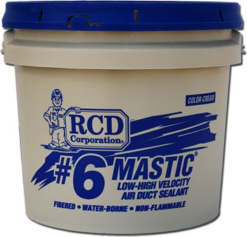 RCD Corporation 106001, #6 Mastic Fiber Reinforced Low to High Velocity Air Duct Sealant, White, 1 Gallon Pail