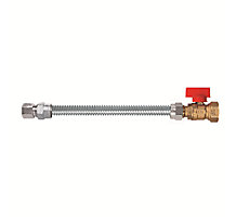 Dormont 30-3145-36 Uncoated Stainless Steel Gas Range and Furnace Connector, 1/2" ID x 5/8" OD x 36" L, Connection 1/2" MIP x 3/4" FIP Ball Valve