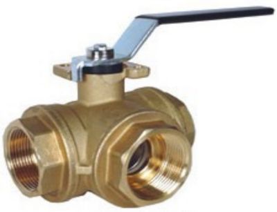 Lennox 101249-01, 3-Way Brass Ball Valve L-Port 1-1/4" 400 PSI WOG (27 Bar)