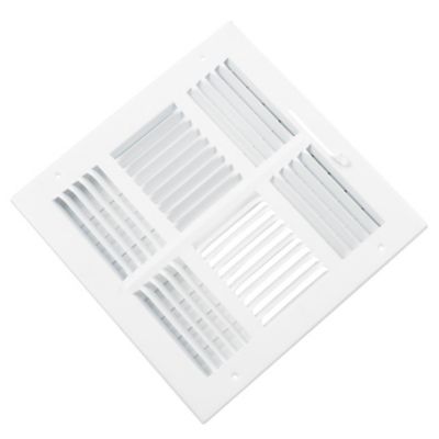 104 Series 10X10 4-Way Side Wall/Ceiling Register with Multi-Shutter Damper White