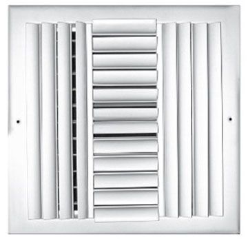 304 Series 12X12 4-Way Adjustable Curved Blade Register with Multi-Shutter Damper Steel