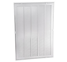 TRUaire 190, 12 x 20 In Stamped Steel Return Louver Filter Grille, Fixed Hinge Face; Accepts 1" Filter; 1/2" Blade Spacing, Pristine White