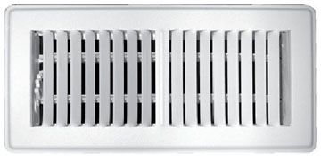 TRUaire 150M Series, 4 x 10 In Steel Floor Supply Register, White, Two Way, Multi-Shutter Damper