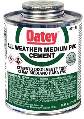 Oatey 17680, All Weather Medium Clear Pipe Cement, 32 oz.