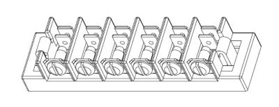 Lennox 100615-06 Terminal Strip, 6 Place, (2) 1/4" QC Tabs/Pole, (W x L): 0.925 x 3.929 In