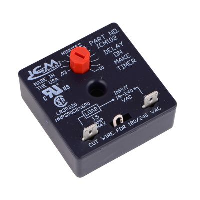 ICM ICM102, Delay On Make Timer Relay, SPST, 1.8-600 Sec Adjustment, 18-240 VAC