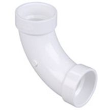 Bramec 0389, PVC DWV 90 Deg Long Bend Elbow, 2 IN, H x H