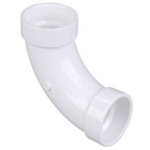 PVC DWV 90 Deg Long Bend Elbow, 3 IN, H x H